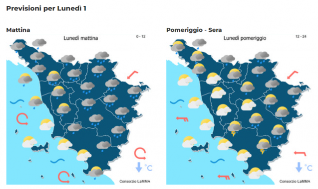 Le mappe meteo del consorzio Lamma