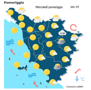 Le previsioni del consorzio Lamma per il 15 Marzo in Toscana